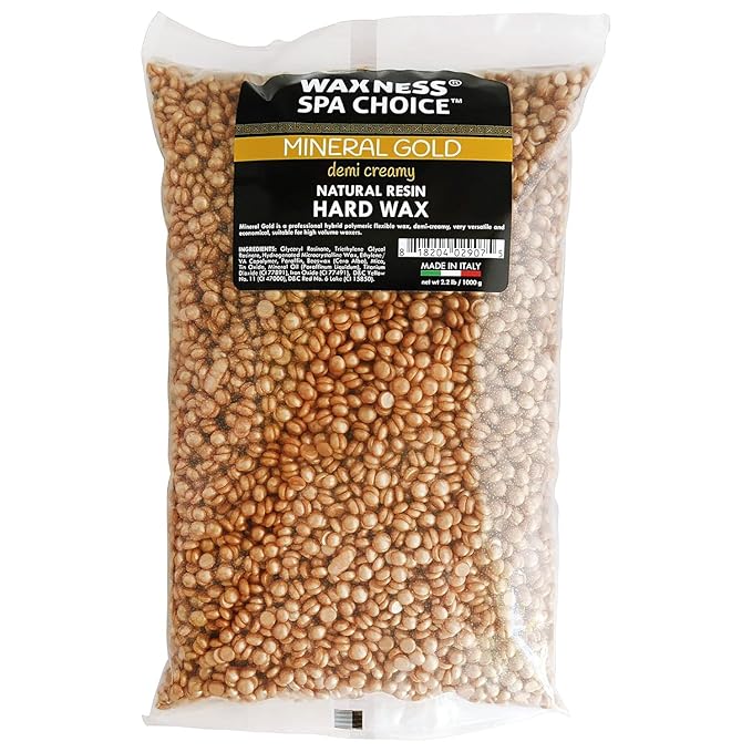 Waxness Spa Choice Mineral Gold Demi Creamy Hard Wax Beads 2.2 lb / 1 kg Pack of 2