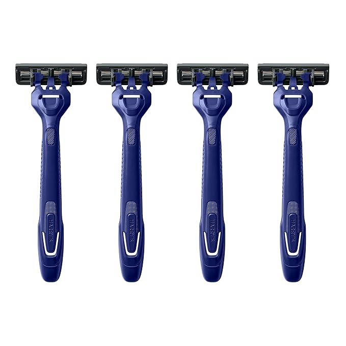 Harry's Men's Disposable Razors, 3-Blade Razors with Lubricating Strip and Pivoting Head, 4 Count