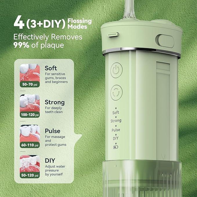 Portable Mini Water Dental Flosser for Teeth Cleaning Pick,Travel Oral Irrigator with Telescopic Water Tank,4 Modes and Waterproof Design-Perfect for Braces,Bridges,Home&Travel Dental Care