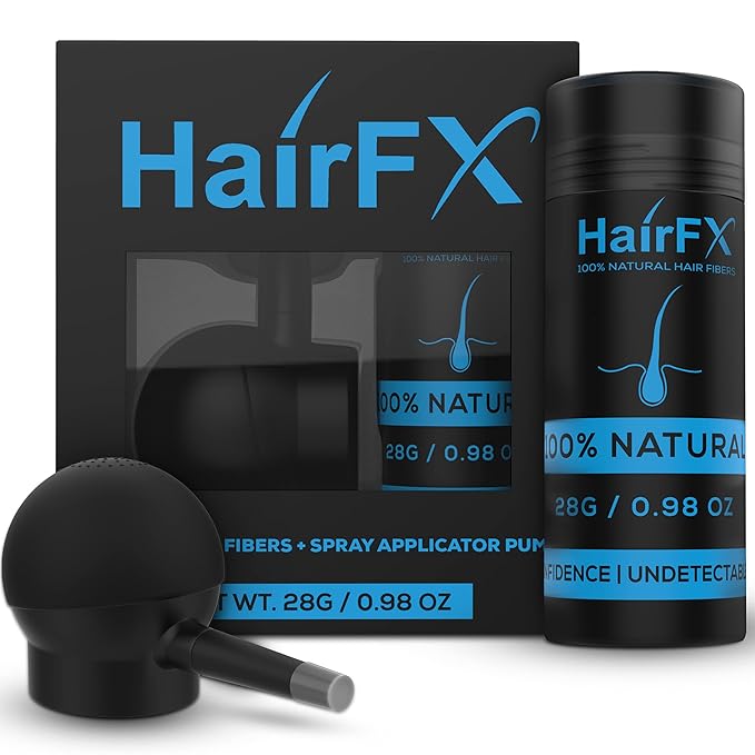 Hair Perfecting 2-in-1 Kit (BLACK) Set Includes Natural & Undetectable Hair Thickening Fibers & Spray Applicator Pump Nozzle | Instant Thick Fuller Hair Conceals Hair Loss 15 Sec - Women & Men