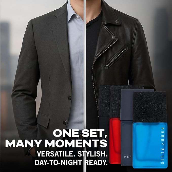 Perry Ellis Men's 4-Piece Mini Set - Cologne for Men, Mens Cologne Gift Sampler Set, EDT, Perfume Samples, Travel Size - Night Sky, Red Sky, Sky, Pure Blue - 0.25 fl oz (Pack of 4)