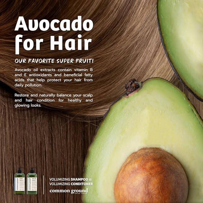 Common Ground Volumizing Natural Shampoo and Conditioner Set, Paraben and Cruelty Free, Vegan, Plant-Based Ingredients, Botanical Magnolia Scent and Avocado Oil Extract, for Men, Women