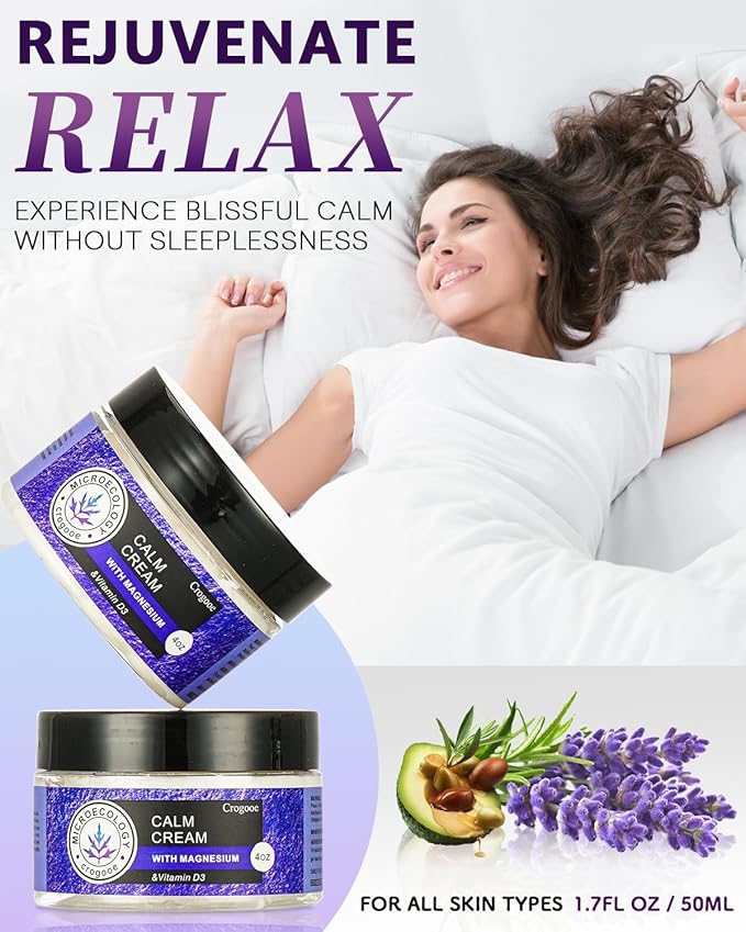 2025 Updated Magnesium Cream for Sleep: Nighttime Magnesium Lotion for Pain & Leg Cramps, Muscle Relaxation, Calm, Deep Hydration, Skin Care for Kid, Men, Women (Lavender)