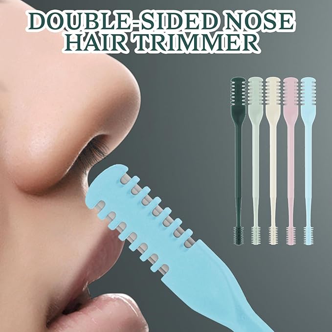 5Pcs 2-in-1 Nasal Hair Cutter, Upgrade Double Sided Nose Hair Trimmer, Portable 360° Rotating Manual Nostril Hairs Remover Tool for Men and Women, 5 Colors