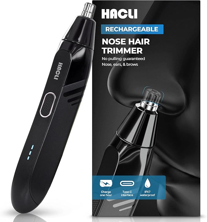 Nose Hair Trimmer for Men Women - Electric Nose Hair Clipper with Replaceable Stainless Steel Blade, Powerful 8000RPM Motor, Wet/Dry Use, Travel Lock, Portable Design USB Rechargeable