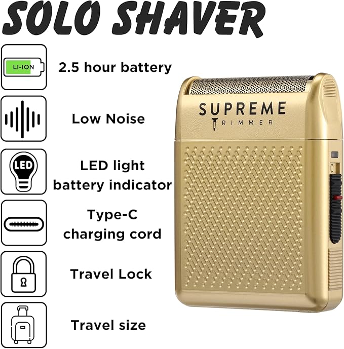 Supreme Trimmer Solo Single Foil Shaver for Pocket | 150 Min Runtime Cordless use, Powerful USB-C Mini Travel Razor for Professional & Home use | STF101
