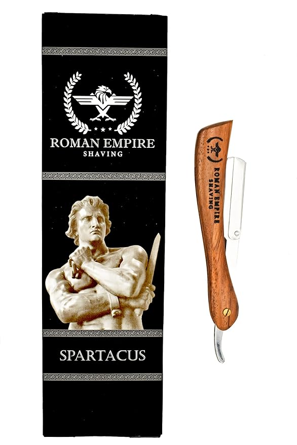 Roman Empire Shaving Spartacus Straight Razor for Professional Barber with 100 Derby Professional Blades