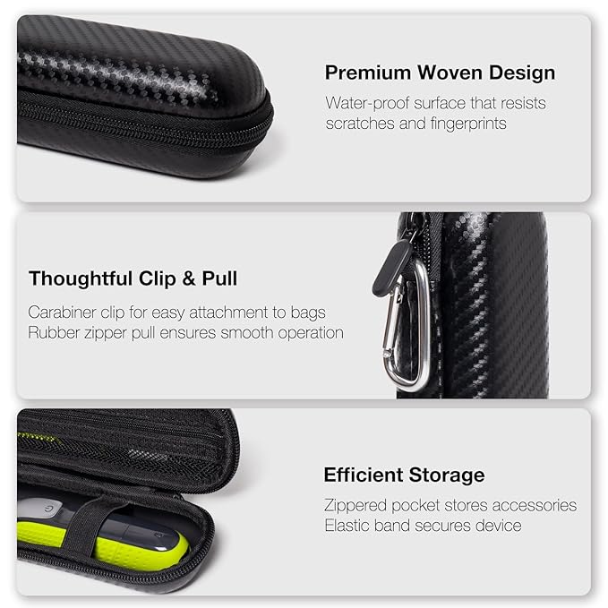 Nincha Compact Travel Trimmer Case for Philips Hybrid Electric Trimmer and Shaver, Face + Body Groomer QP2724/90, QP2834/70, QP1924/70, QP6531/70, QP4631/90, Hard Carrying Case, Black
