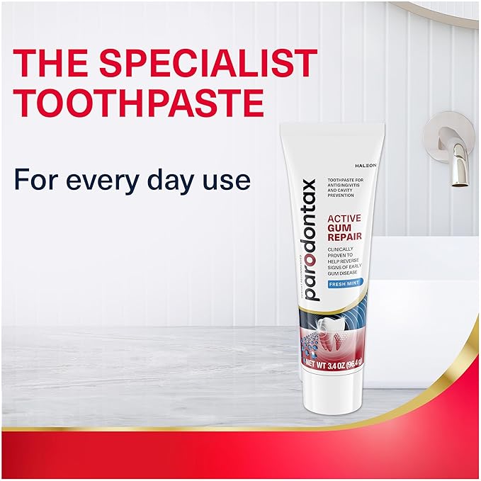 Parodontax Active Gum Repair Toothpaste, Toothpaste To Help Reverse Signs Of Early Disease For Health, Fresh Mint Flavored - 3.4 Oz x 3