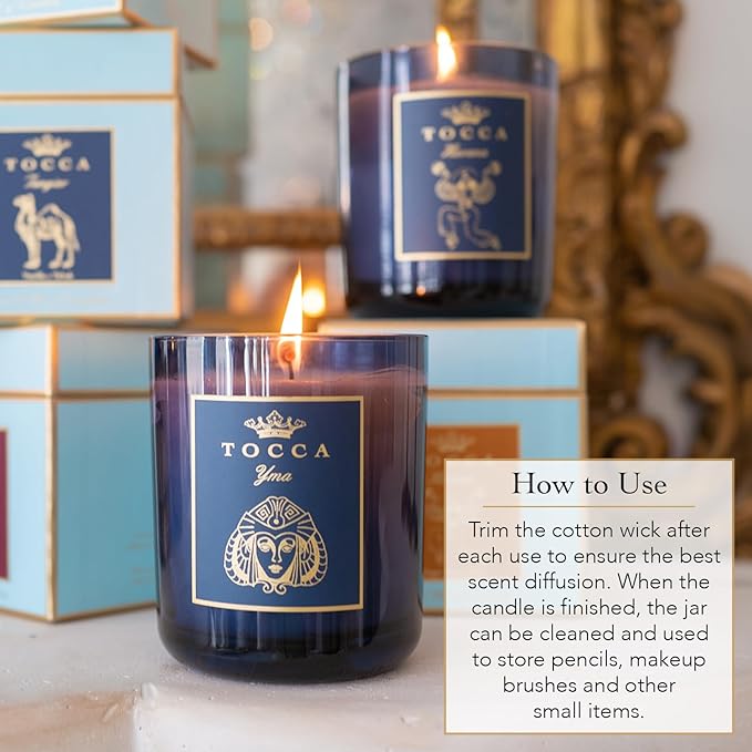 TOCCA Tangier 10oz Candle - Vanilla & Tabak Scented, Hand Poured Soy-Wax Blend with 100% Cotton Wick, 60 Hour Burn Time