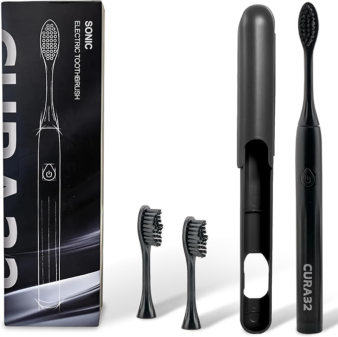 Electric Toothbrush - Waterproof Ultrasonic Toothbrush with 37500 VPM High-Frequency Vibrations, Soft Dupont Bristles & 2-Min Timer - Deep Cleaning for Teeth and Gums (Black)