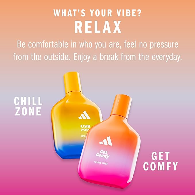 Adidas Vibes Get Comfy Eau de Parfum 1.6 fl oz (Pack of 1), Notes of Amber Floral, Mandarin, and Vanilla, Unisex Fragrance, Long Lasting, Sporty Fragrance, Travel Size