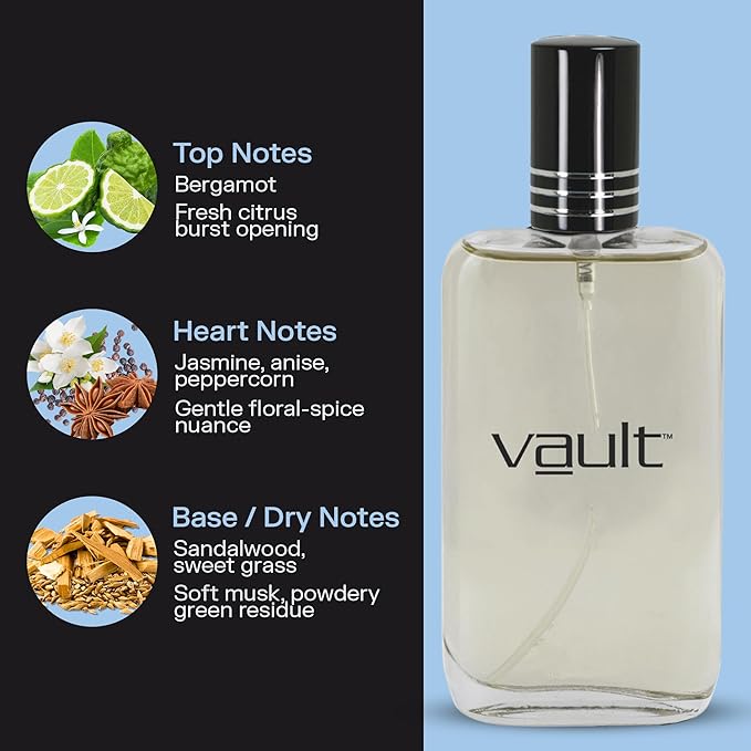 PB ParfumsBelcam Vault Eau De Toilette Spray for Men – Bold Fresh Musk with Bergamot, Sandalwood & Sweet Grass Notes, Long-Lasting Masculine Fragrance, Affordable Perfume – 3.4 Fl Oz