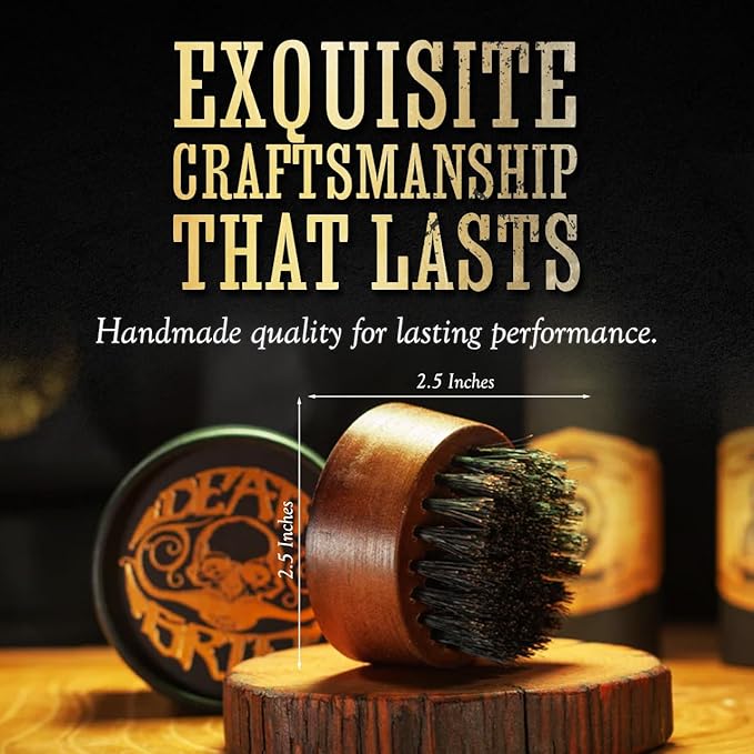 Beard Brush for Men - Premium Boar Bristle Small Round Mustache Comb Natural Wooden Handle & Travel Case | Ideal for Grooming, Styling, Detangling, Softening Facial Hair & Promoting Healthy Growth