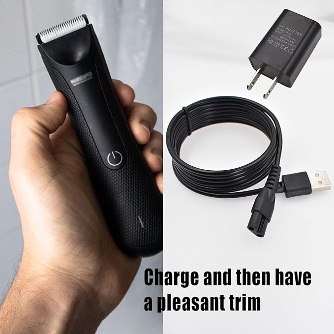 Charger Fit for Manscaped Lawn Mower 3.0/2.0 Electric Groin Hair Trimmer Replacement Charging Cable Power Cord Adapter（Wall Adatper+USB Cable）