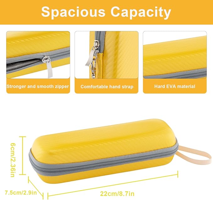 Toothbrush Travel Case for Oral B/Oral-B Pro 1000 1500 5000 7000 7500 9600/ Philips Sonicare 4100 5100 6100 5300 Electric Toothbrush, Portable Hard Protective Storage Bag (Yellow Case and 2 Caps)