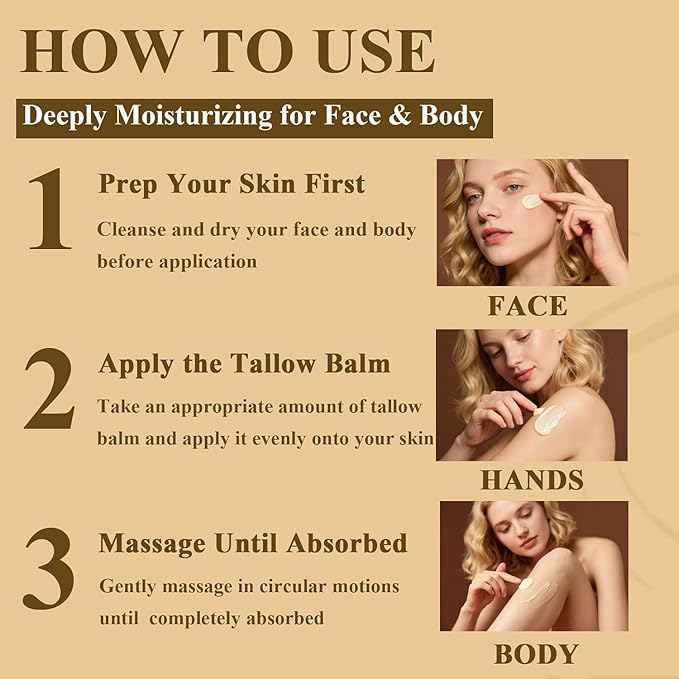 Tallow and Honey Balm - 100% Grass-Fed Beef Tallow for Skin with Organic Raw Honey - Deeply Moisturizing Beef Tallow for Face Body - Natural Formula Care for Dry & Sensitive Skin (5.3 OZ), Citrus