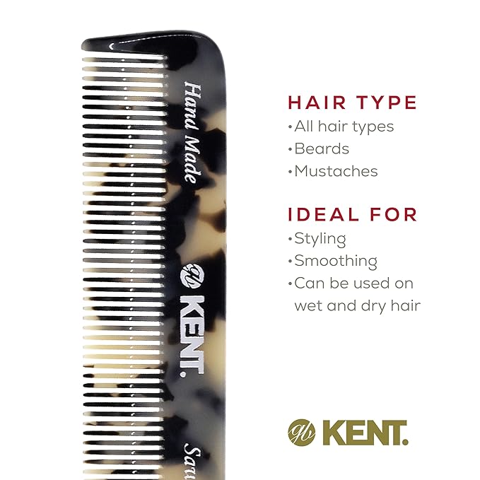 Kent FOT TW - 81T TW Beard Comb Set Pocket for Men - Pocket Combs Kit for Men for Travel and Home, Mustache Comb for Mens, Mini Beard Set for Mens Grooming, Handmade Combs Grooming Set
