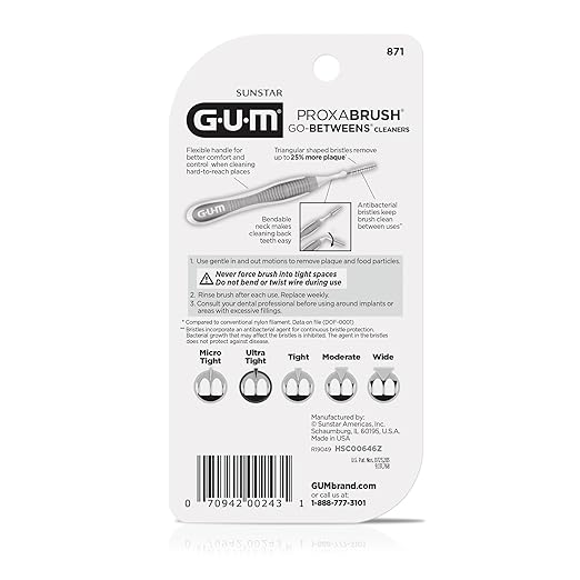 GUM Proxabrush Go-Betweens - Ultra Tight- Interdental Brushes - Soft Bristled Dental Picks for Plaque Removal Health - Safe for Braces & Dental Devices, 10 Count (Pack of 4)
