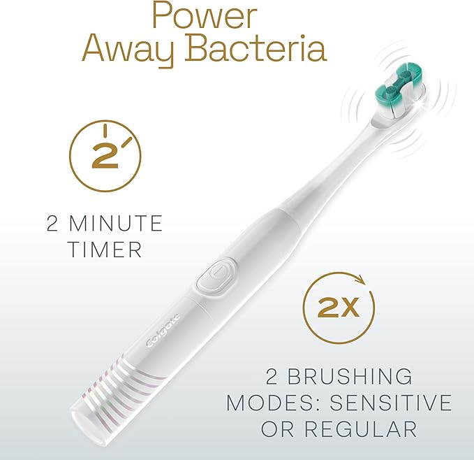 Colgate Total Battery Replacement Toothbrush Heads Pack, Fits Any Total Battery Powered Electric Toothbrush, White, 2 Pack
