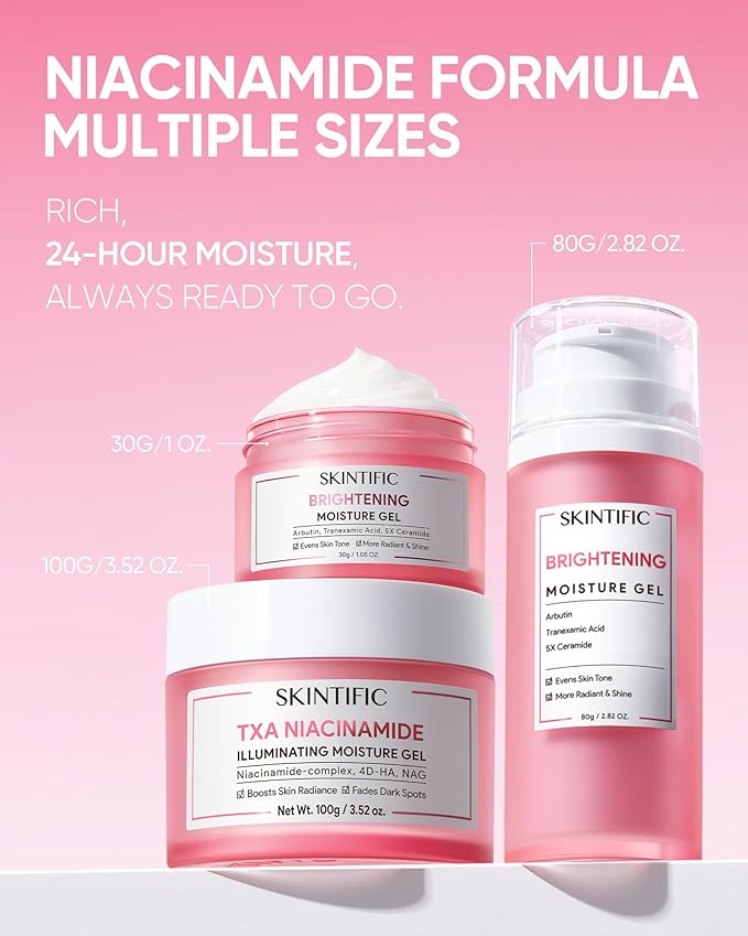 MSH Niacinamide Brightening Cream,Fades Dark Spots, Evens Skin Tone, Tranexamic Acid, α-Arbutin, 5X Ceramides, Centella Asiatica, Suitable for Oil and Acne-prone skin, 3.52fl.oz / 100g