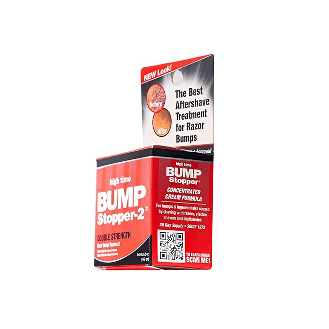 High Time Bump Stopper 2 Double Strength Ingrown Hair Cream | Aftershave Lotion for Men and Women | Razor Bump Balm | 0.5 OZ (6 Pack)