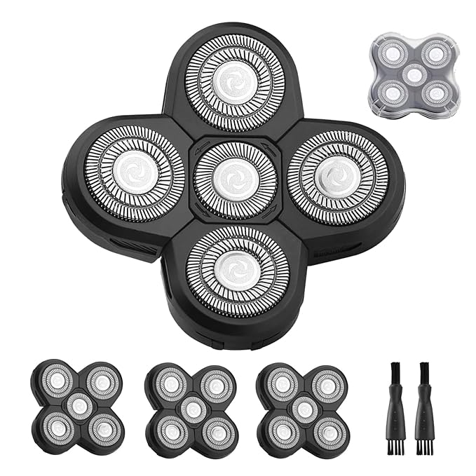 3 PCS Universal 5 Blades Head Shaver Replacement heads for Freebird Head shaver and Other Brand shaver Black