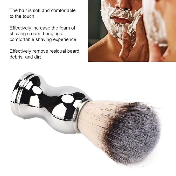 Premium Men's Shaving Brush, Soft fibers Strong Cleaning Force, Silver Plated Handle, Home Salon Use