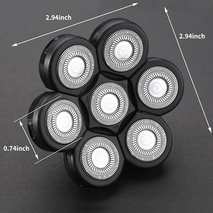 7D Black Electric Razor Replacement Blades - Universal 7 Blade Head Shaver for Men