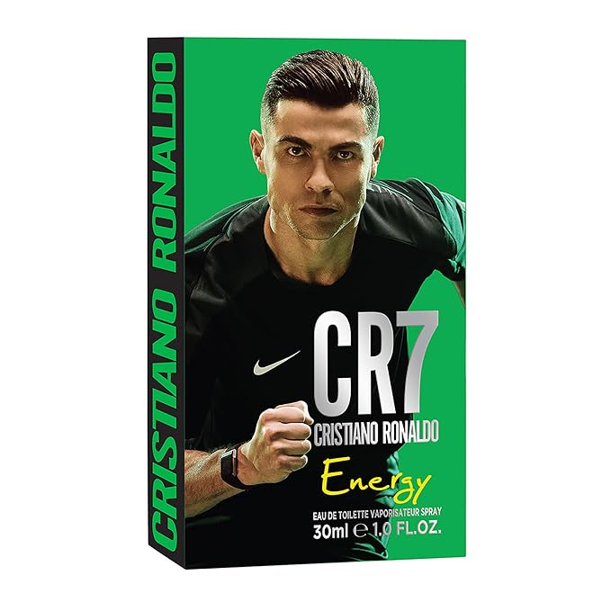 Cristiano Ronaldo CR7 Energy Eau de Toilette - Cologne For Men - Fougere Woody Green Men's Cologne - Cardamom, Lavender, Cedarwood Notes - 1 oz