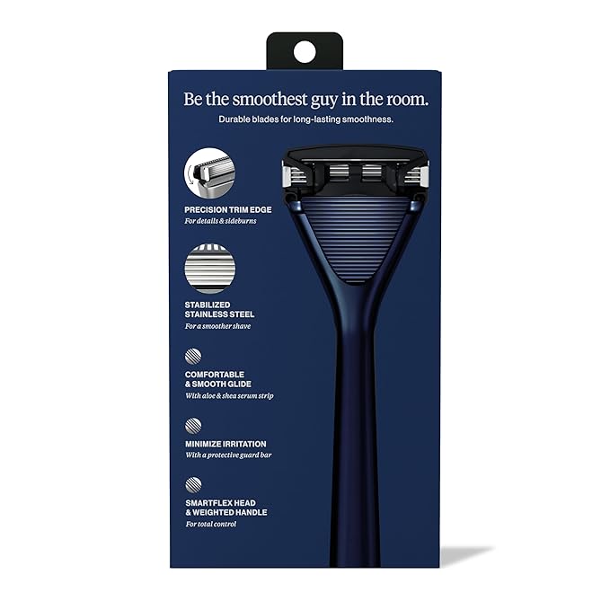 Essential Razor for Men, Handle + 2 Razor Blade Refills, Precision Trim Edge (Dusk)
