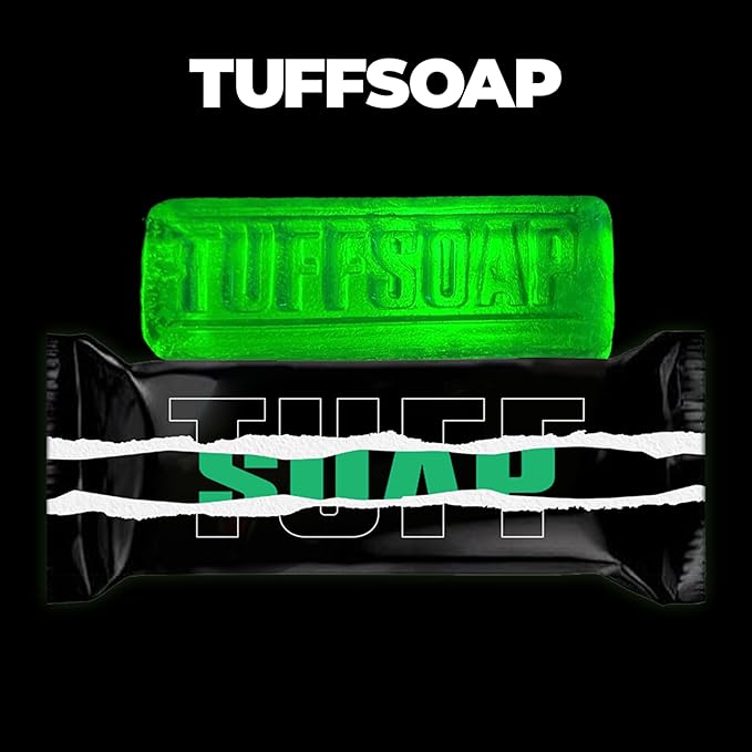 GREEN – 4-in-1 Men’s Fragrance Soap Bar 5.5 oz – Natural All-in-One Bar for Body, Face, Hair & Shaving – TUFF RED (Energy) / TUFF GREEN (Skin Protection) – Long-Lasting & Sulfate-Free