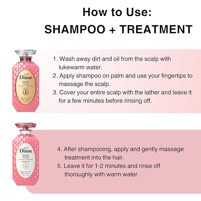 Moist Diane Keratin Shampoo and Conditioner for Women & Men, Curly Shampoo and Conditioner Set with Argan Oil, Collagen, Protein from Japan, Paraben& Sulfate Free Shampoo & Conditioner 30.4Fl Oz VITAL