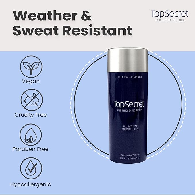 Top Secret Hair Thickening Building Fibers Refills - Undetectable & Natural Hair Filler - for Men & Women - Instantly Fill In Fine Thinning Hair - Weather & Sweat Resistant (Light Brown, Large)