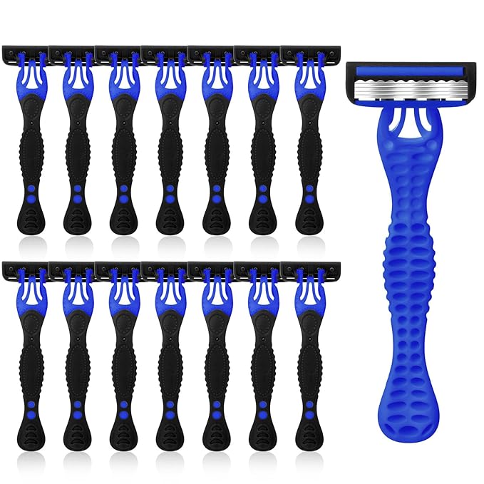 15 Pcs Sensitive Men's Disposable Razors Bulk 5-Blade Disposable Head Razor for Sensitive Skin for Hotels, Travel, Business Trips, Gyms, SPA, Donations, Gifts, Etc.