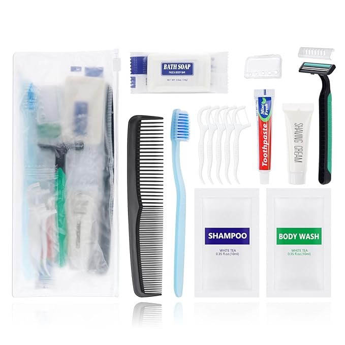 Pack of 20 Travel Size Toiletries Kit Individually Packed,Personal Hygiene Kit for Men Homeless Care Package Supplies Bulk