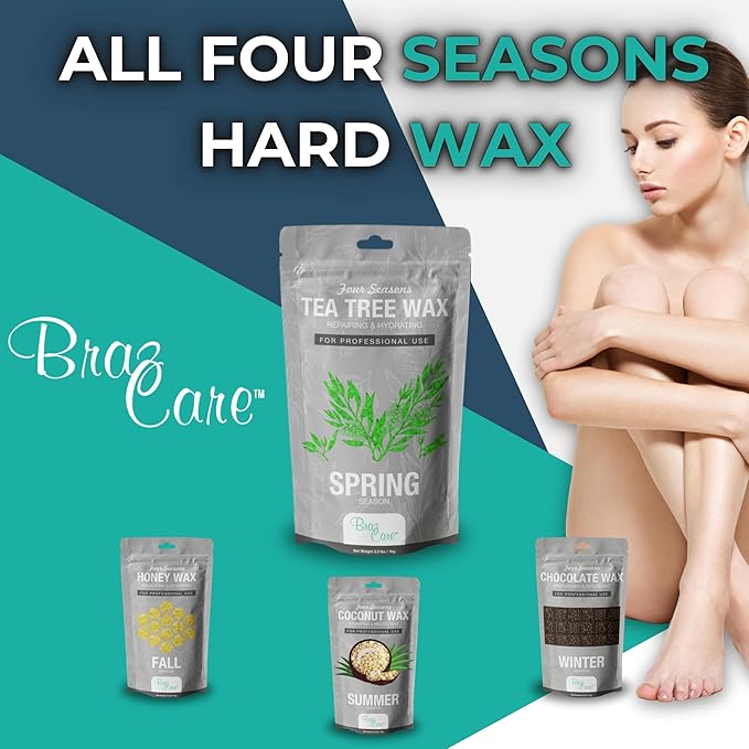Hard Wax Beads for Hair Removal - 2.2lbs - Premium Tea Tree Wax for Thin & Fine Hair - All Purpose from Face to Bikini Areas