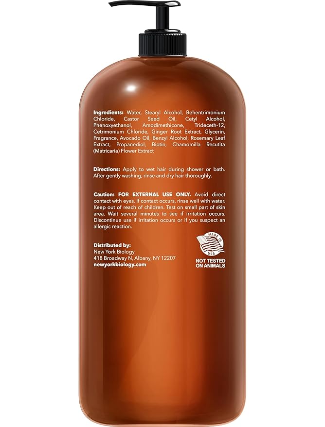New York Biology Biotin Conditioner for Hair Growth and Thinning Thickening Formula for Hair Loss Treatment For Men & Women Anti Dandruff - 16.9 fl Oz
