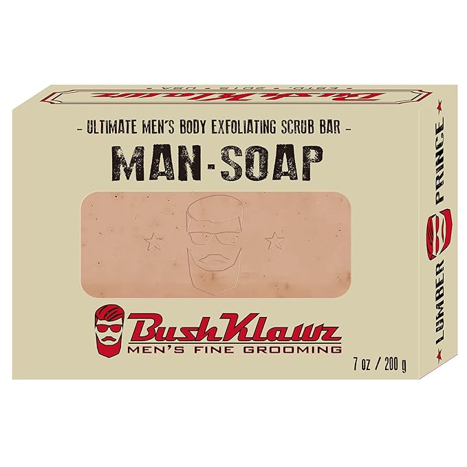 BushKlawz Exfoliating BIG BRICK MAN SOAP- Deep Clean Your Skin, Remove Dead Cells, and Moisturize with Natural Oils - 200g / VARIETY 4 PACK