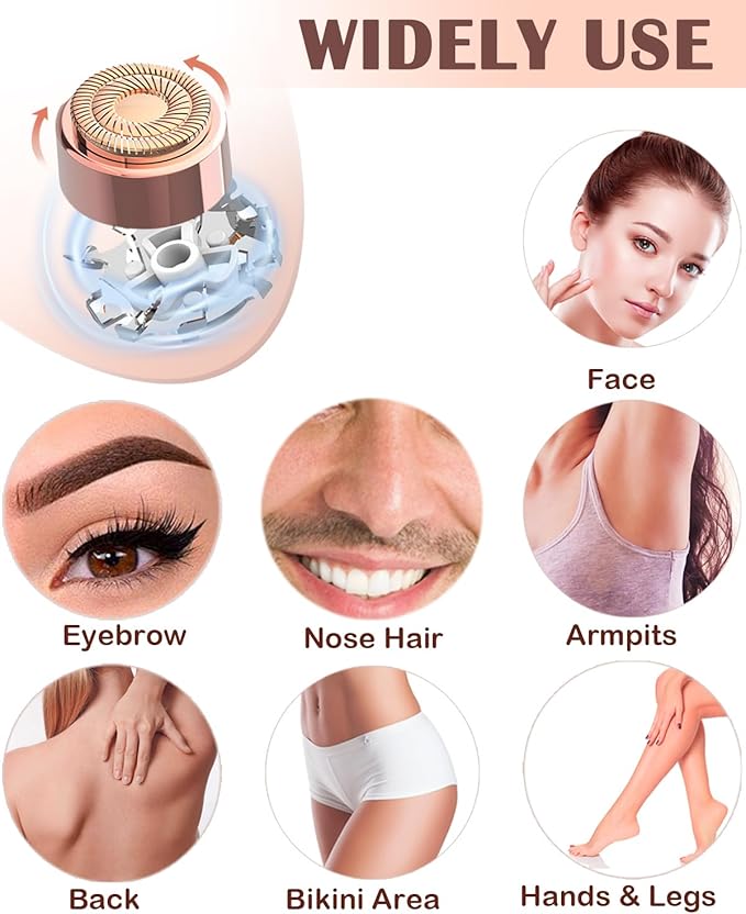 Facial Hair Remover and Eyebrow Trimmer - 2 in 1 Facial Hair Removal Epilators for Women - Rechargeable Travel Face Hair Razor Bikini Shaver for Face Peach Fuzz Lips Chin Armpit Body (Blue)
