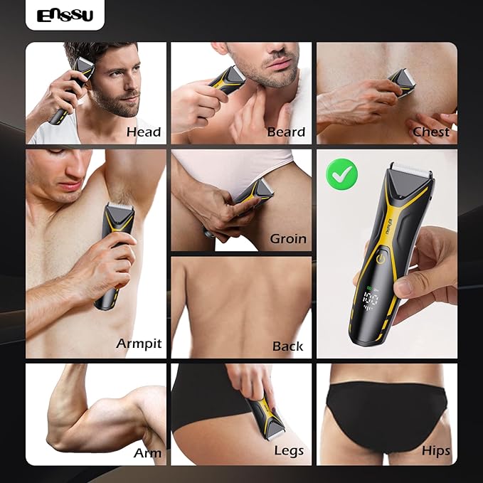 Body Hair Trimmer for Men Manscape Trimmer for Men, Electric Ball Shavers with Ceramic Blades & BLADELOCK™, Pubic Hair Groomer IPX7 Waterproof Wet or Dry Use for Groin/Legs/Chest