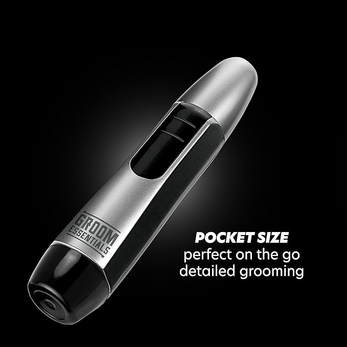 CHARGEWORX Ear and Nose Hair Trimmer for Men, Manscape Nose Hair Trimmer, Battery Operated Rotary Nasal Cutter, Eyebrow & Mustache Groomer, Travel Beard Trimmer, 1 AA Powered, Brush & Cap Included