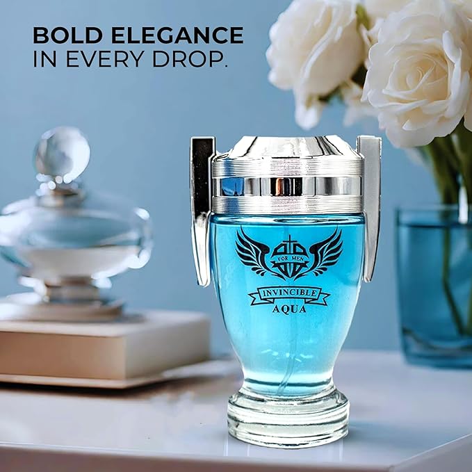 Men's Cologne Gift Set 4 Pack(Invincible Aqua&Grey,Hunter Platina&Noir) - 3.4 Fl Oz Each | Vanilla Bourbon, Leather & Amber Floral Fragrance | Luxury Eau de Toilette Quartet