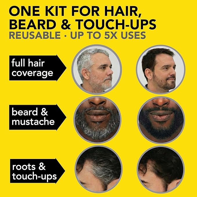 Cleverman Medium Blond All-in-One Reusable Kit for Men's Natural-Looking Gray Coverage - Professional-Quality Hair, Beard & Mustache Color, Ammonia-Free
