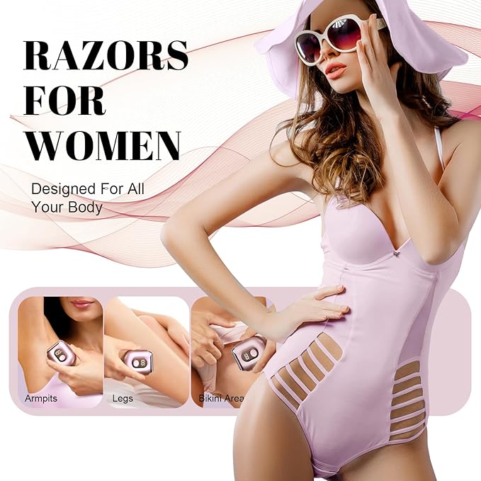 Cordless Electric Shaver for Women: Mini Electric Razors with LED Display - Rechargeable Bikini Trimmer - IPX7 Waterproof Wet Dry Face Razor for Body Pubic Leg Valentine's Day Gifts