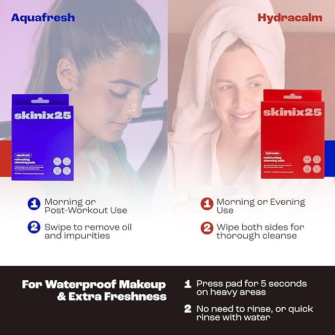 Hydracalm & Aquafresh Facial Cleansing Pads – 20 Individually Wrapped Cotton Wipes | On-the-Go Face Wipes for Travel, Gym & Daily Skincare | Hydrating + Oil-Control Cleansing Pads for All Skin Types