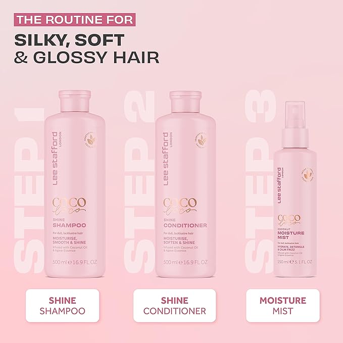 Lee Stafford Coco Loco Shine Hair Shampoo | Cleanser For Hair Shine Smooth Silky Hair | Nourishing Shampoo | Breakage Control