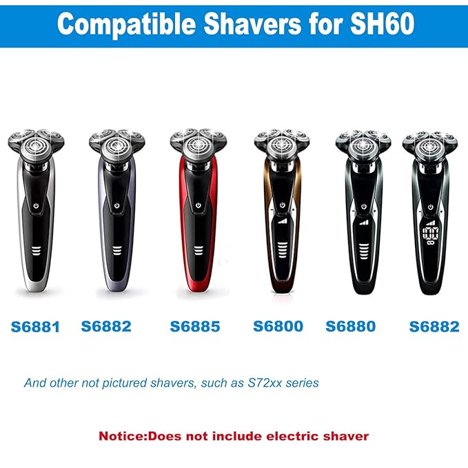 SH60 Replacement Shaver Heads Compatible with Philips Norelco Series 6000, Replacement Blades Compatible with Philips Electric Shaving Series 6000
