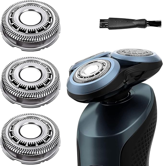 SH60/72 Replacement Shaver Heads Compatible with Philips Series 6000, SH60 Shaving Heads Compatible with Norelco S6880/81, S6810/82, S6850/85, 3-Pack with Cleaning Brush