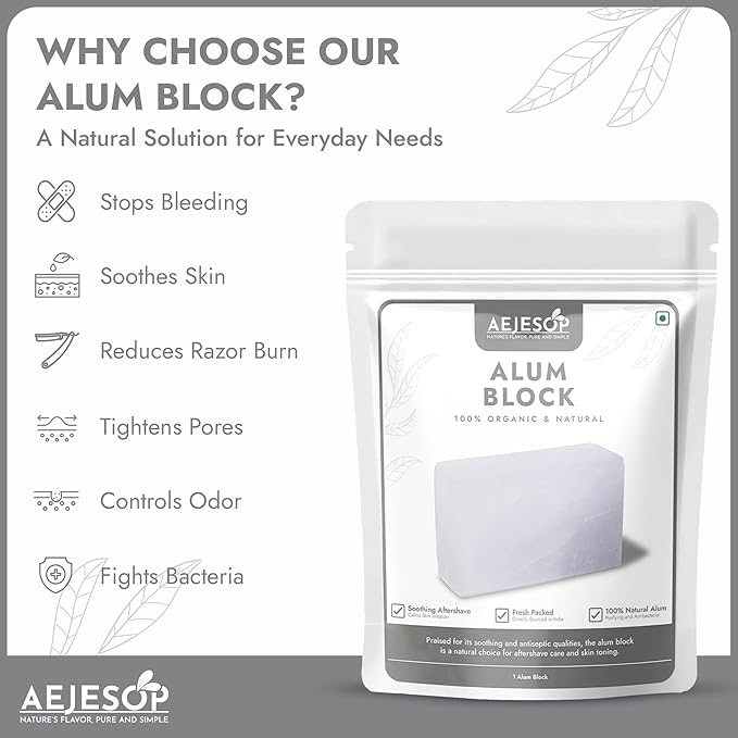 Shaving Alum Block, Aftershave Skincare for Men - 100% Natural (1 Alum Block)